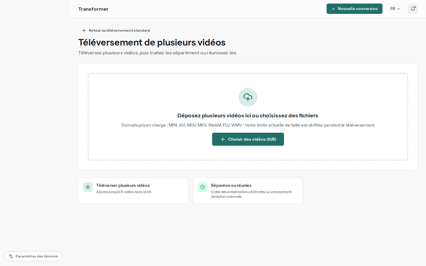 Plusieurs fichiers vidéo de formation organisés en présentations séparées ou fusionnées