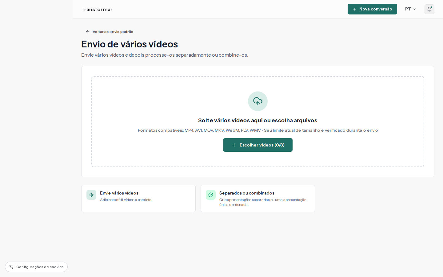 Vários arquivos de vídeo de treinamento organizados em apresentações separadas ou combinadas